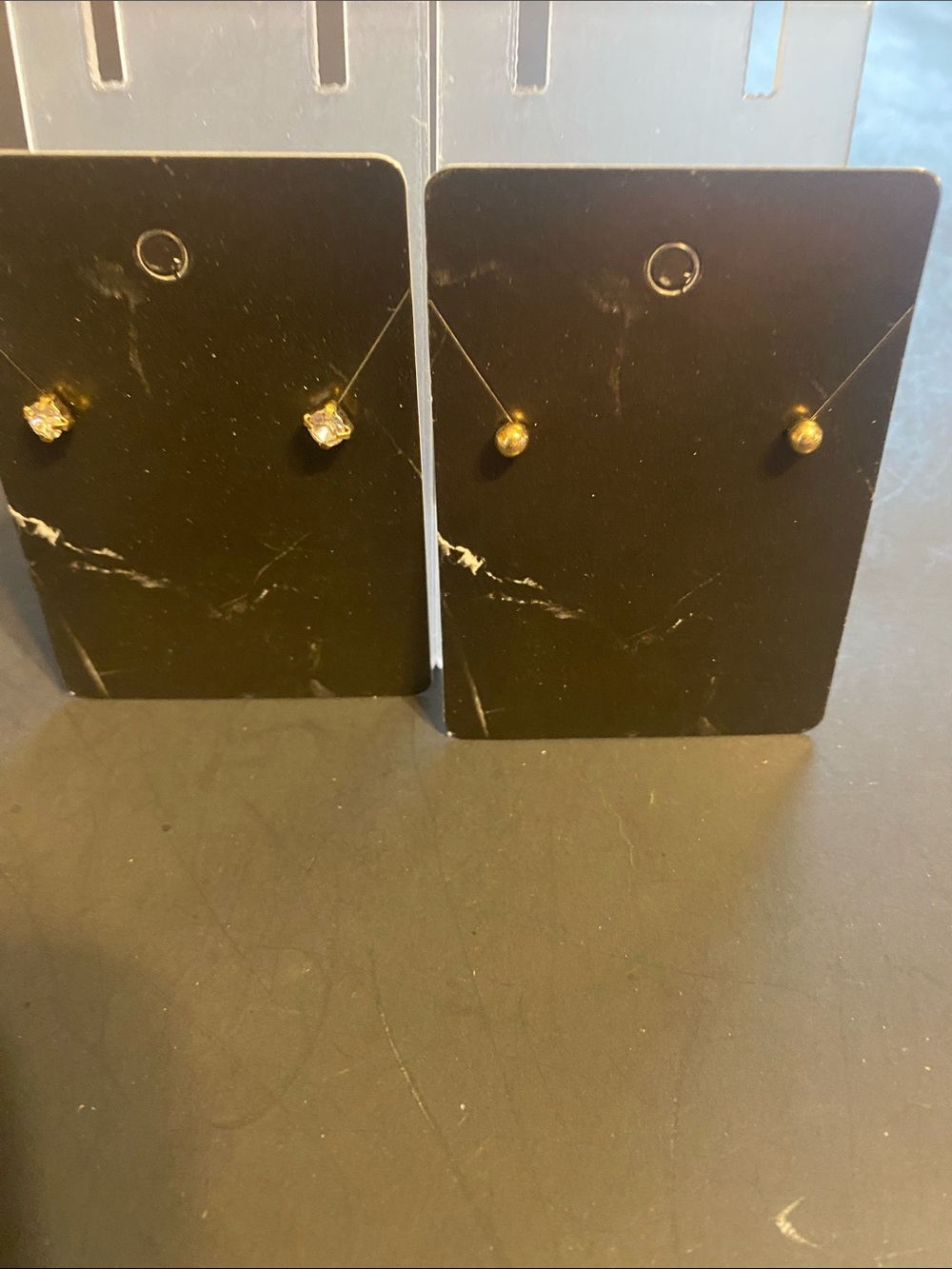 Two Pairs of Gold-Tone Stud Earrings